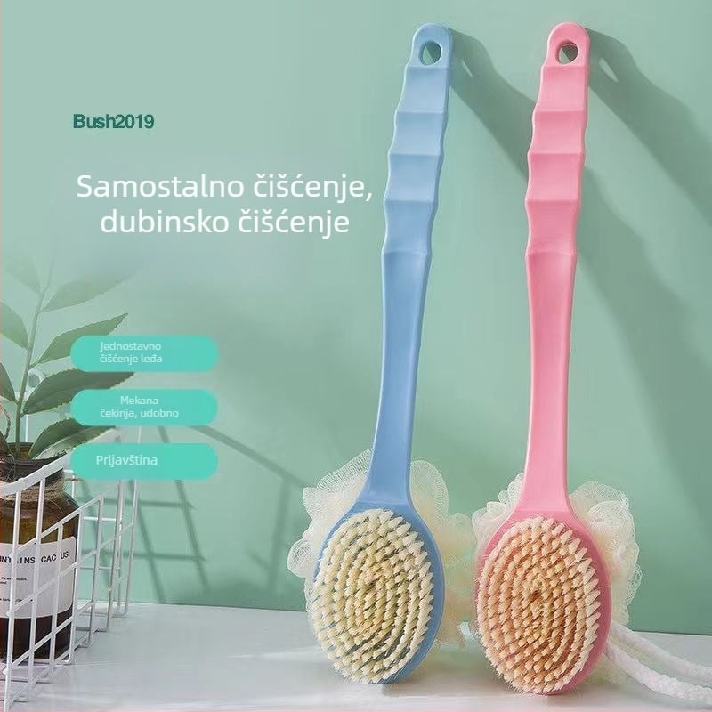 Četka za leđa za tuširanje, dvostruka, 2-u-1, duga drška, PP materijal
