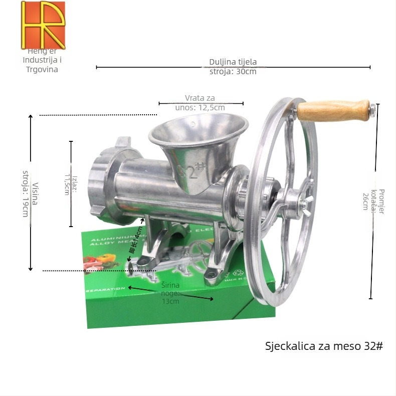 2-u-1 mljevac mesa i punjač kobasica, električno/ručno, aluminij, model 32, zimsko izdanje 2020.