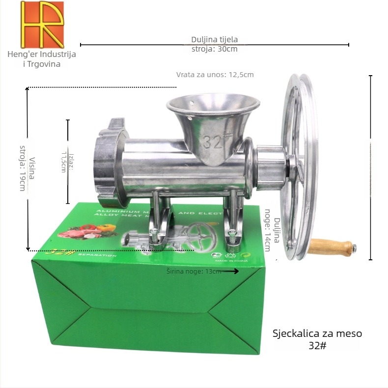 2-u-1 mljevac mesa i punjač kobasica, električno/ručno, aluminij, model 32, zimsko izdanje 2020.
