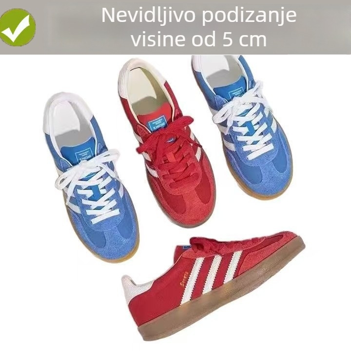 Trening tenisice - verzija od prave kože, gornji dio od nubuka, platforma za povećanje visine, gumeni potplat, zatvaranje vezanjem pertli