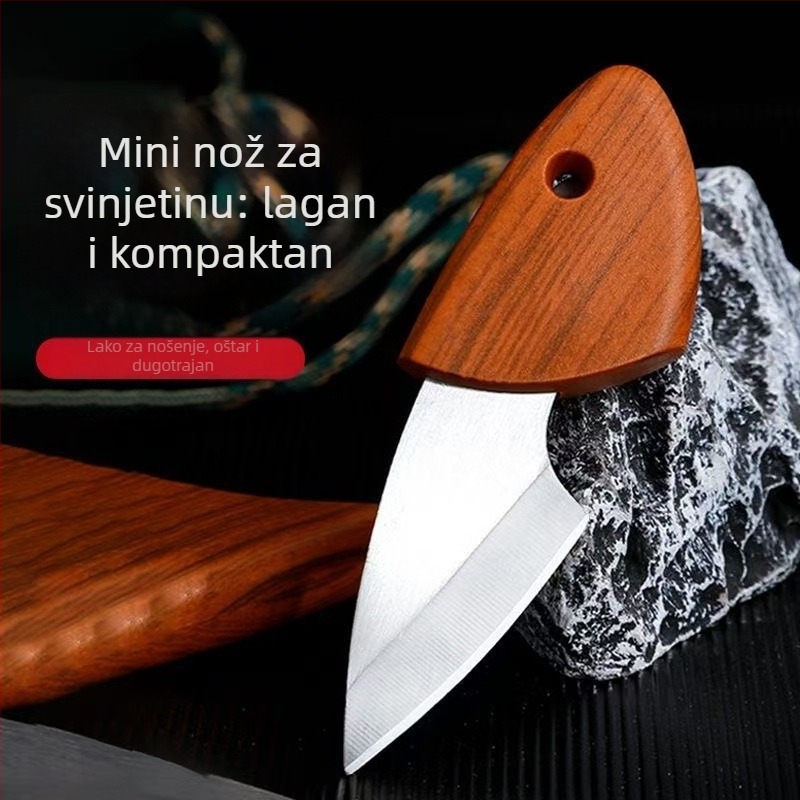 Nož za voće od nehrđajućeg čelika sa futrolom, višenamjenski mini nož, moderni minimalistički stil, model Wooden Fish Small Knife, izdanje 2022