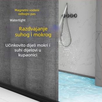 Magnetska tuš pregrada bez rupa, vodootporna tkanina od lana, debela, nevidljiva pregrada za kupaonicu