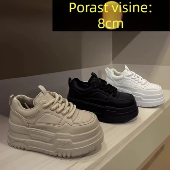 Ženske tenisice s debelim potplatom, PU gornji dio, gumeni potplat, nizak uspon 0–3 cm, prednje vezivanje, okrugli vrh