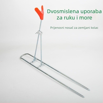 Željezni zemni držač za ribolov – držač štapa, prijenosan, u jednom komadu