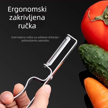 Oguljivač voća i krumpira — 4-djelni set od nehrđajućeg čelika (Brand: Friendly; Materijal: Nehrđajući čelik; Pakiranje: 4 komada; Upotreba: oguliti voće i krumpir)