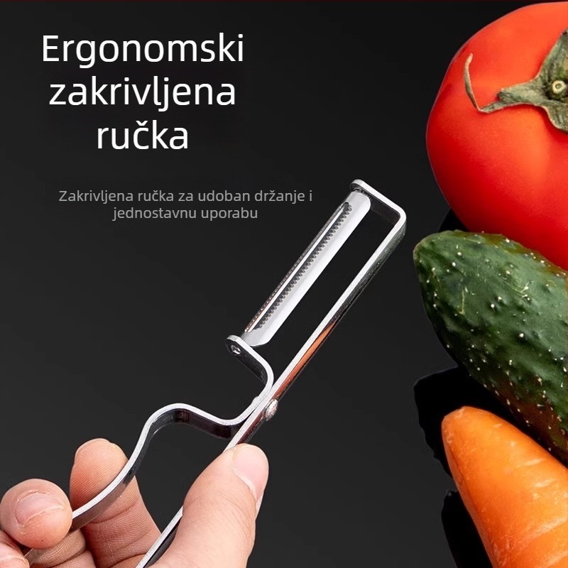 Oguljivač voća i krumpira — 4-djelni set od nehrđajućeg čelika (Brand: Friendly; Materijal: Nehrđajući čelik; Pakiranje: 4 komada; Upotreba: oguliti voće i krumpir)