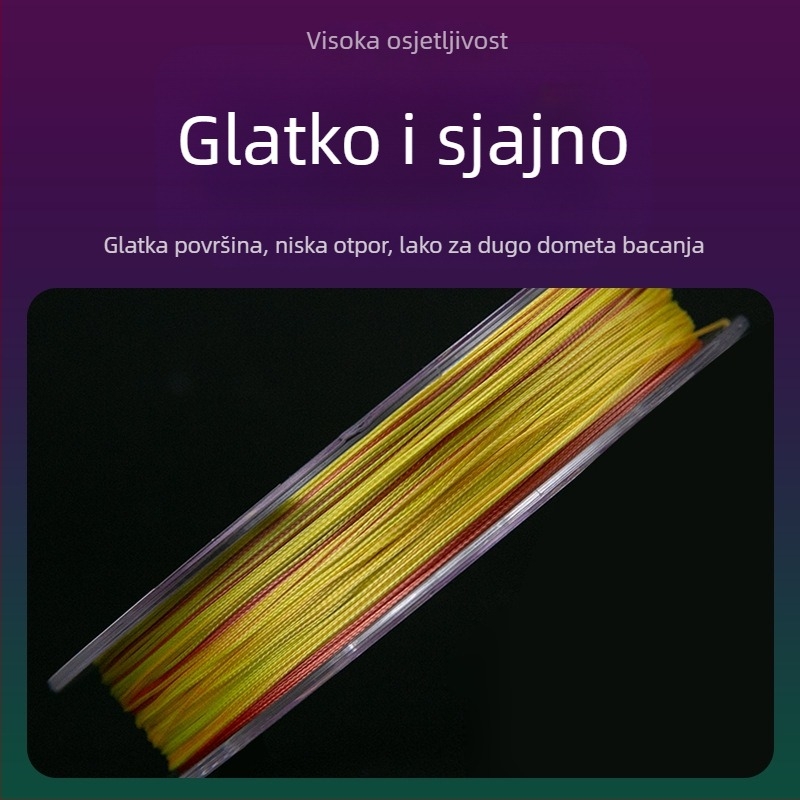 Glavna linija, 8-slojno pletena PE ribolovna linija, 100 m, visoka čvrstoća, pakiranje 200 kom