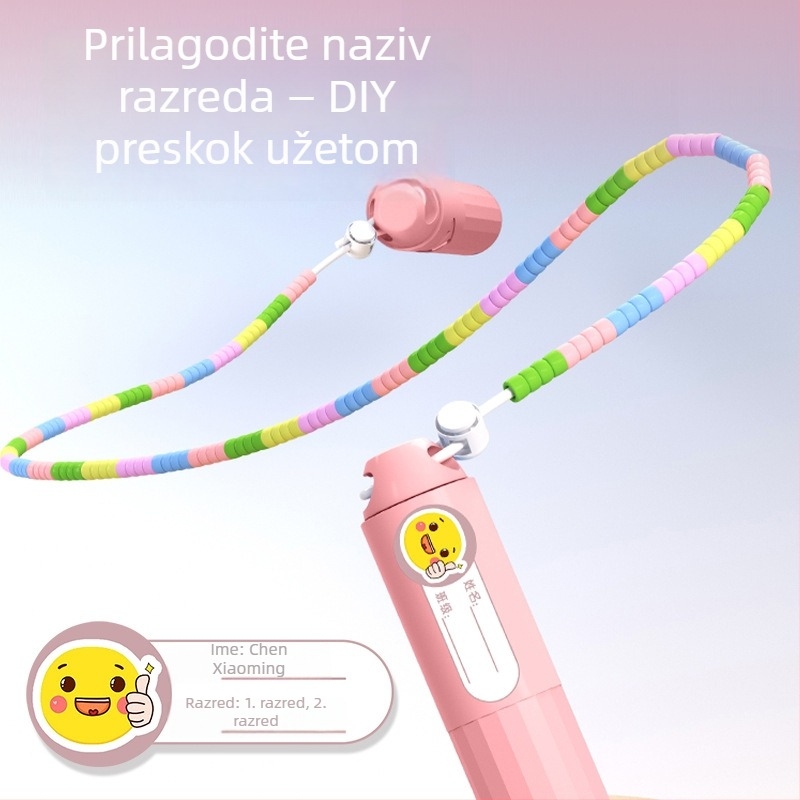 Dječje skakačko uže s brojkama od perlica i bambusnim segmentima – Materijal: PP + mekano ljepilo, pogodno za djecu vrtića i osnovne škole