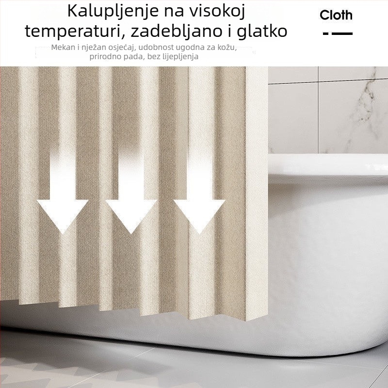 Sklopiva zavjesa za tuš s magnetskim setom, bez bušenja, vodootporna tkanina, zakrivljeni tuš za kadu i WC, suho i mokro odvajanje