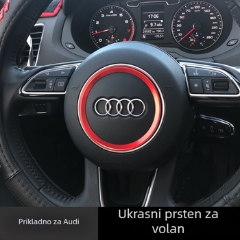 Aluminijski ukrasni prsten za volan Audi za unutarnju modifikaciju sa šljokicama, kompatibilan s modelima 2012–2016, bez prilagodbe.