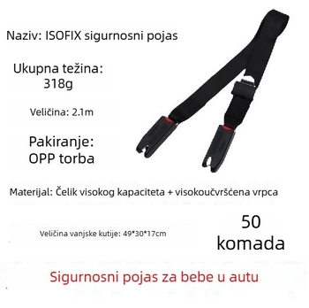 ISOFIX sučelje konektorske ploče za dječje autosjedalice; kopča pojasa; materijal: poliester + ABS; model: ISOFIX sučelje sigurnosni pojas