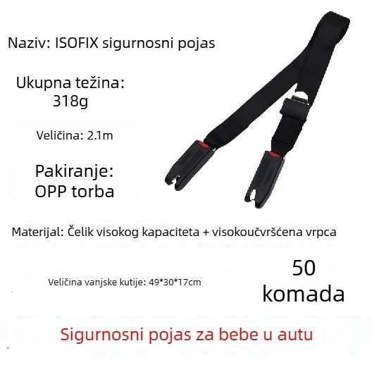 ISOFIX sučelje konektorske ploče za dječje autosjedalice; kopča pojasa; materijal: poliester + ABS; model: ISOFIX sučelje sigurnosni pojas