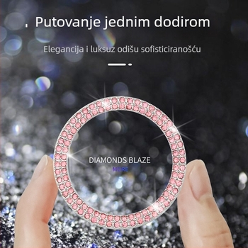 Dekorativni prsten za pokretanje automobila s dvostrukim kristalima, cinkova legura + rhinestones, model 33, podrijetlo Guangzhou, prilagodljiv logotip