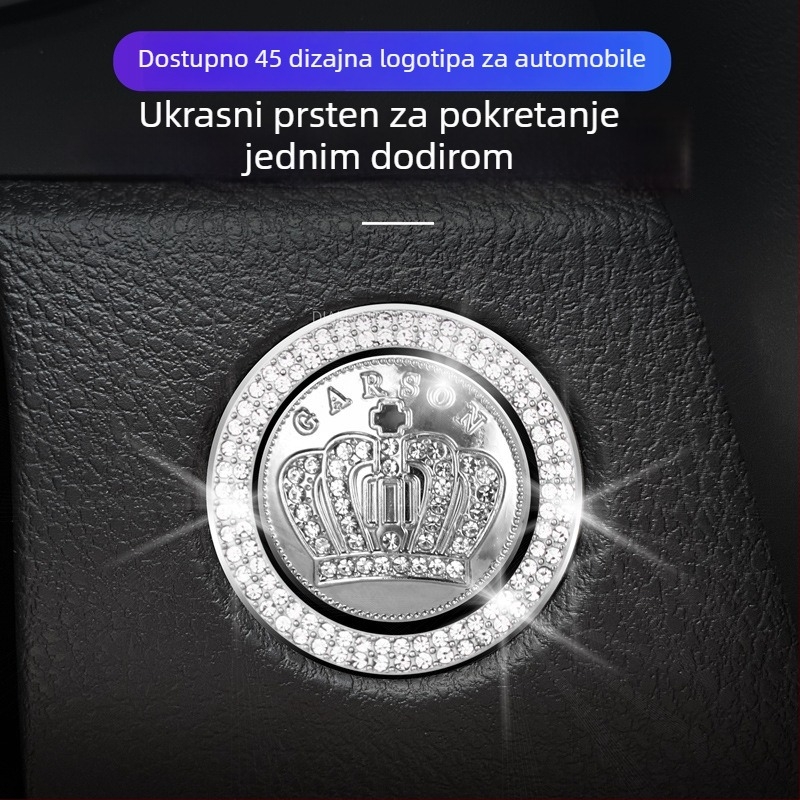 Dekorativni prsten za pokretanje automobila s dvostrukim kristalima, cinkova legura + rhinestones, model 33, podrijetlo Guangzhou, prilagodljiv logotip
