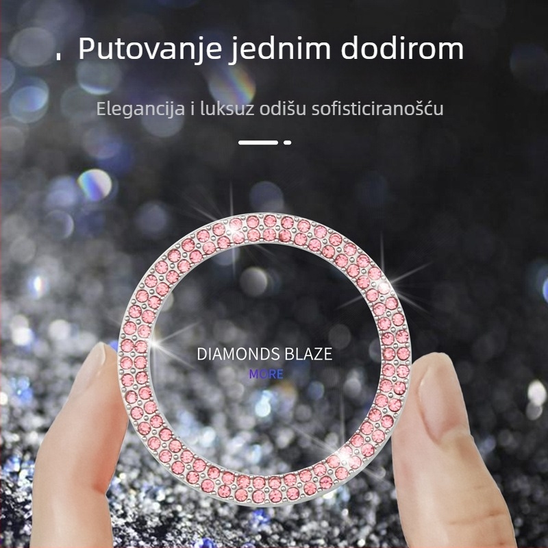 Dekorativni prsten za pokretanje automobila s dvostrukim kristalima, cinkova legura + rhinestones, model 33, podrijetlo Guangzhou, prilagodljiv logotip