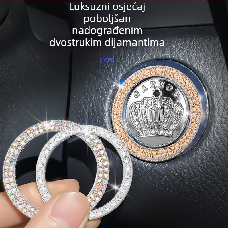 Dekorativni prsten za pokretanje automobila s dvostrukim kristalima, cinkova legura + rhinestones, model 33, podrijetlo Guangzhou, prilagodljiv logotip
