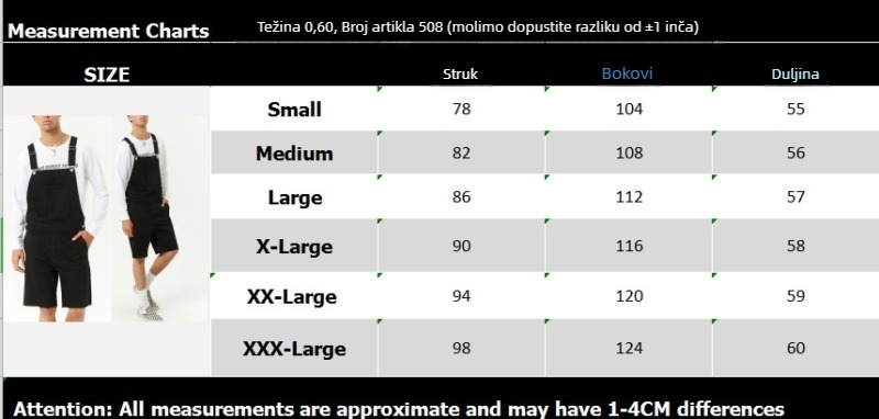 Muške retro džins šorceve s tregerima, gumba za zatvaranje, kontrastni šavovi