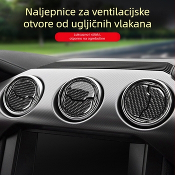 Ford Mustang set unutarnjih dijelova od karbonskih vlakana – devet dijelova za otvore za zrak, ploču i središnju konzolu, s ispisanim logom