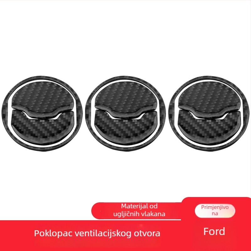 Ford Mustang set unutarnjih dijelova od karbonskih vlakana – devet dijelova za otvore za zrak, ploču i središnju konzolu, s ispisanim logom