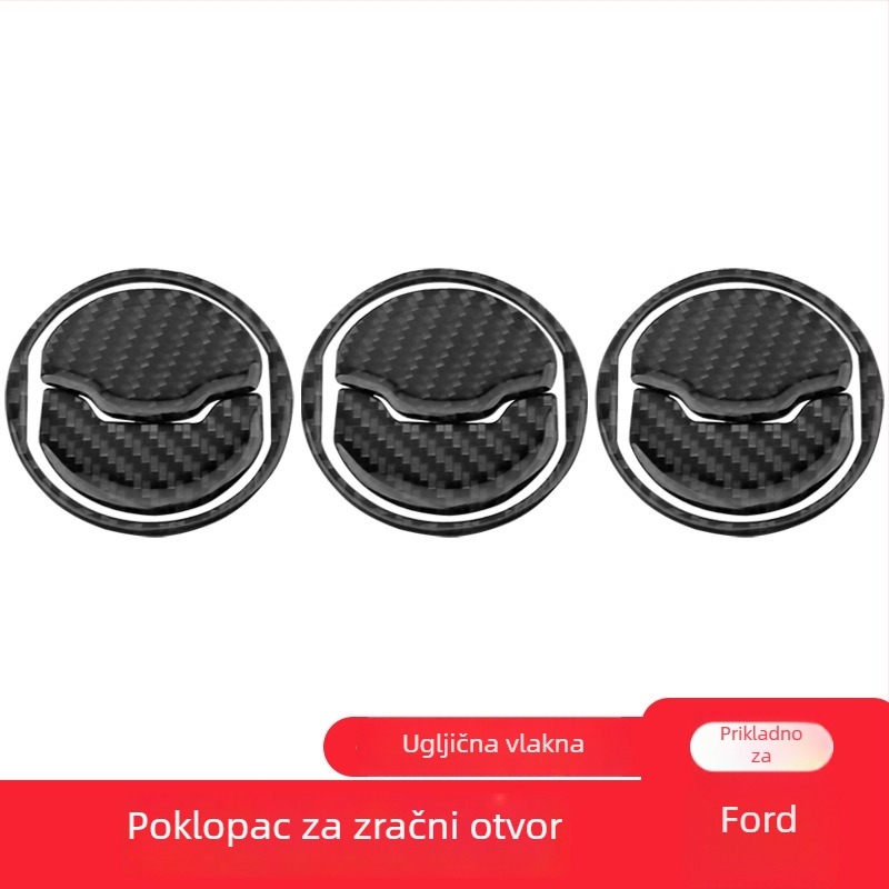 Ford Mustang set unutarnjih dijelova od karbonskih vlakana – devet dijelova za otvore za zrak, ploču i središnju konzolu, s ispisanim logom