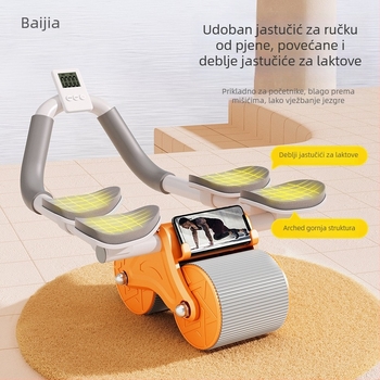 Kotač za trbušne mišiće s automatskim vraćanjem – ne-sklopivi fitness roller za kućnu i uredsku upotrebu, 1,3 kg, model 12