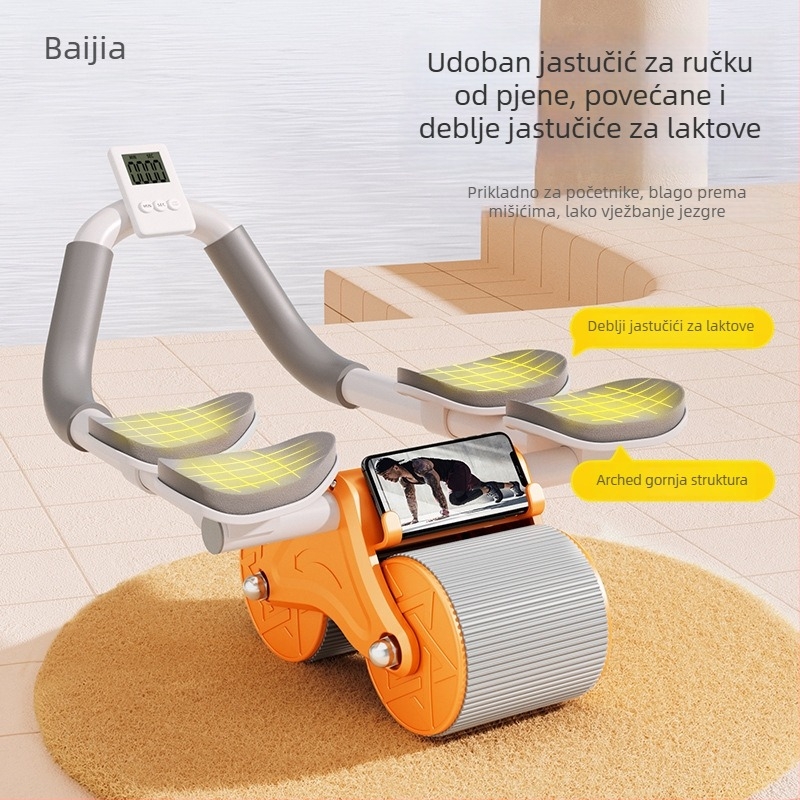 Kotač za trbušne mišiće s automatskim vraćanjem – ne-sklopivi fitness roller za kućnu i uredsku upotrebu, 1,3 kg, model 12