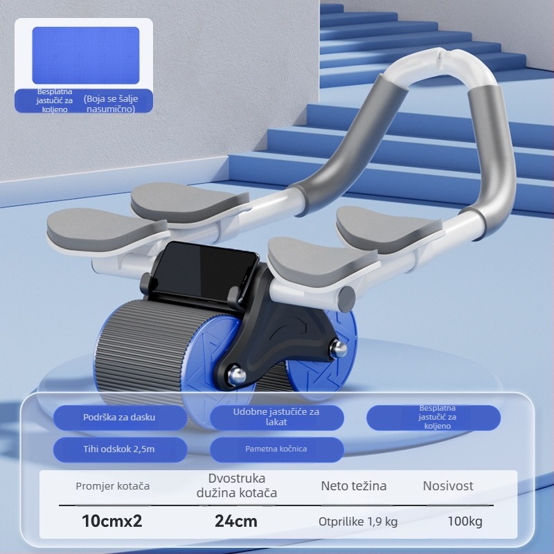 Kotač za trbušne mišiće s automatskim vraćanjem – ne-sklopivi fitness roller za kućnu i uredsku upotrebu, 1,3 kg, model 12