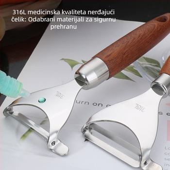 Višenamjenski oljuštač s ručkom od tvrdog drveta i oštricom od 316L nehrđajućeg čelika