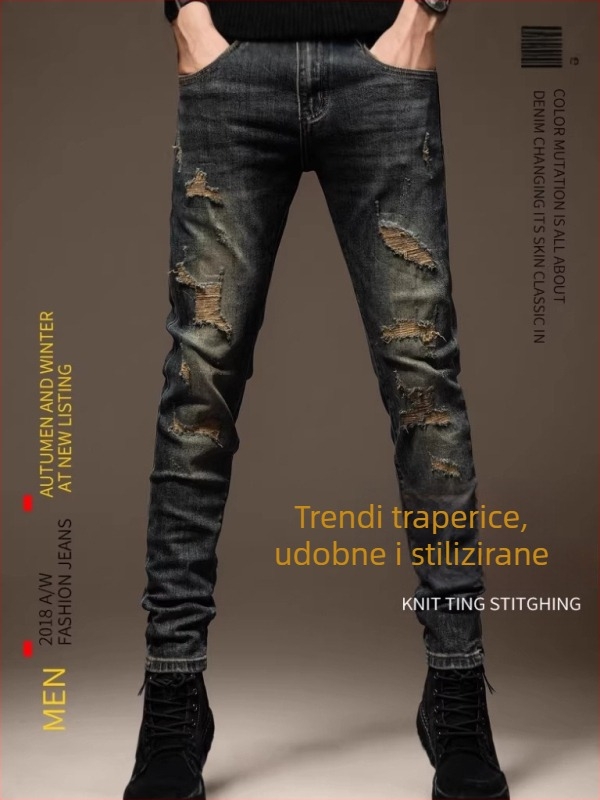 Traperice: mladi trend, ravni kroj, izblijedjeli denim, srednji struk, zatvarač, blago rastezanje