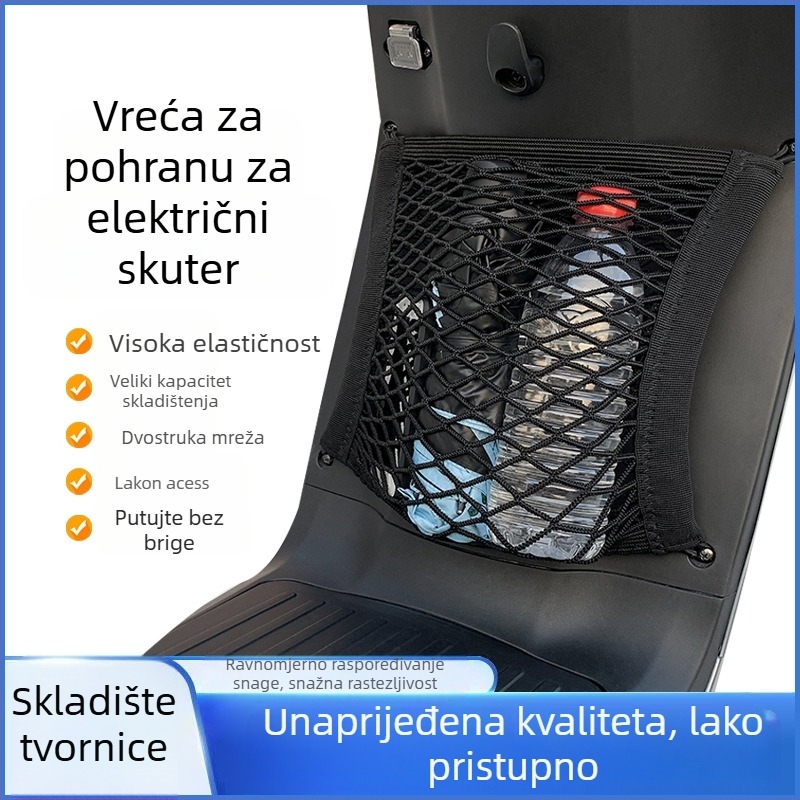 Automobilska mrežasta torbica – elastična mreža, dvostruki sloj spremišta u prednjem košu, mrežasti džep između sjedala