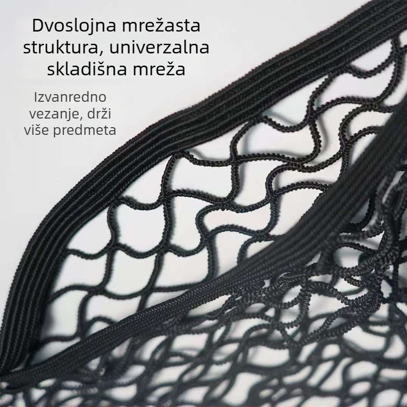 Automobilska mrežasta torbica – elastična mreža, dvostruki sloj spremišta u prednjem košu, mrežasti džep između sjedala