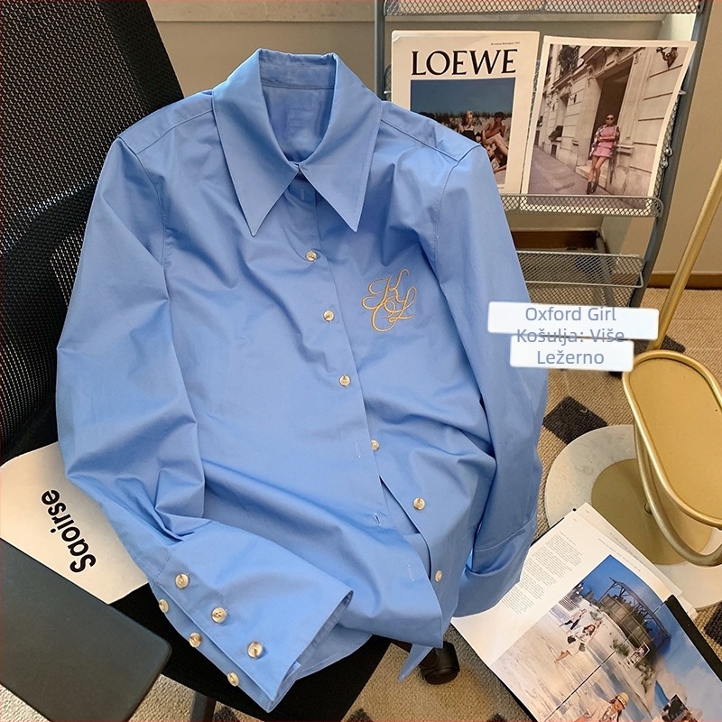 Košulja polo s polo ovratnikom, dugi rukavi, opušten kroj, pamuk materijal
