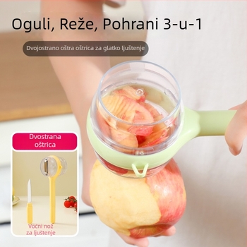 3-u-1 kuhinjski oguljač – prijenosni ručni alat za guljenje i rezanje dinja i voća, plastika, Leiwei, Yiwu podrijetlo