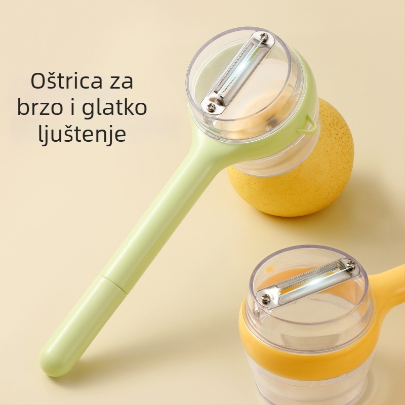 3-u-1 kuhinjski oguljač – prijenosni ručni alat za guljenje i rezanje dinja i voća, plastika, Leiwei, Yiwu podrijetlo
