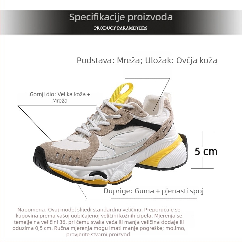 Ženske platforme tenisice od prave kože, fleece podstava, debela potplat, vezanje špage
