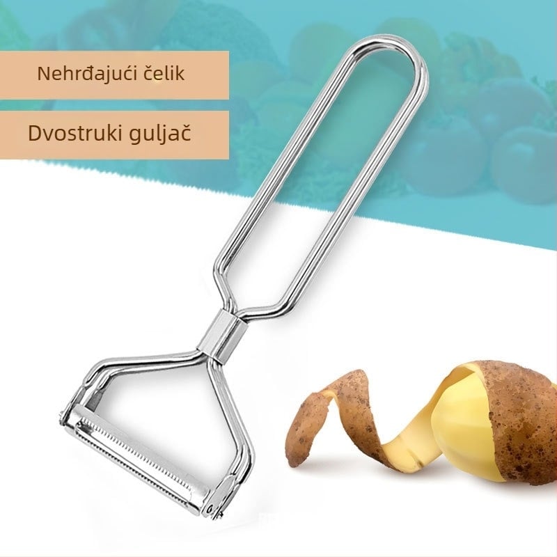 Nerđajući čelik dvostruko glavo rende i dvostruki guljač za voće i povrće, višenamjenski
