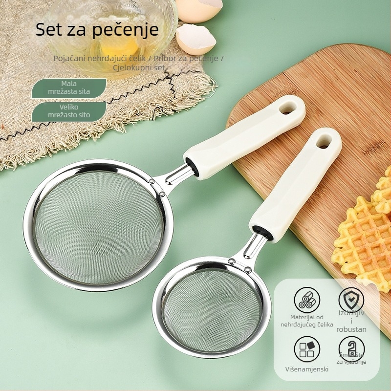 Set od nehrđajućeg čelika za pečenje, 3 dijela, s odjeljivačem bjelanjaka, tučkom za jaja i multifunkcionalnim filtrom (bez električne energije)