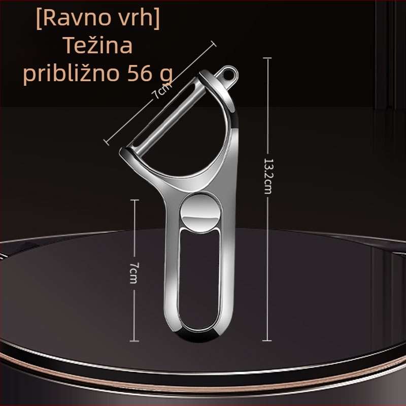 Višefunkcionalni oguljak za voće i povrće od cinkove legure, ploskog dizajna, tiskanje logotipa, mogućnost prilagodbe proizvodnje i licencirana privatna marka