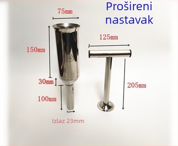 Ručni uređaj za punjenje kobasica s lijevkom i mlaznicom, od nehrđajućeg čelika