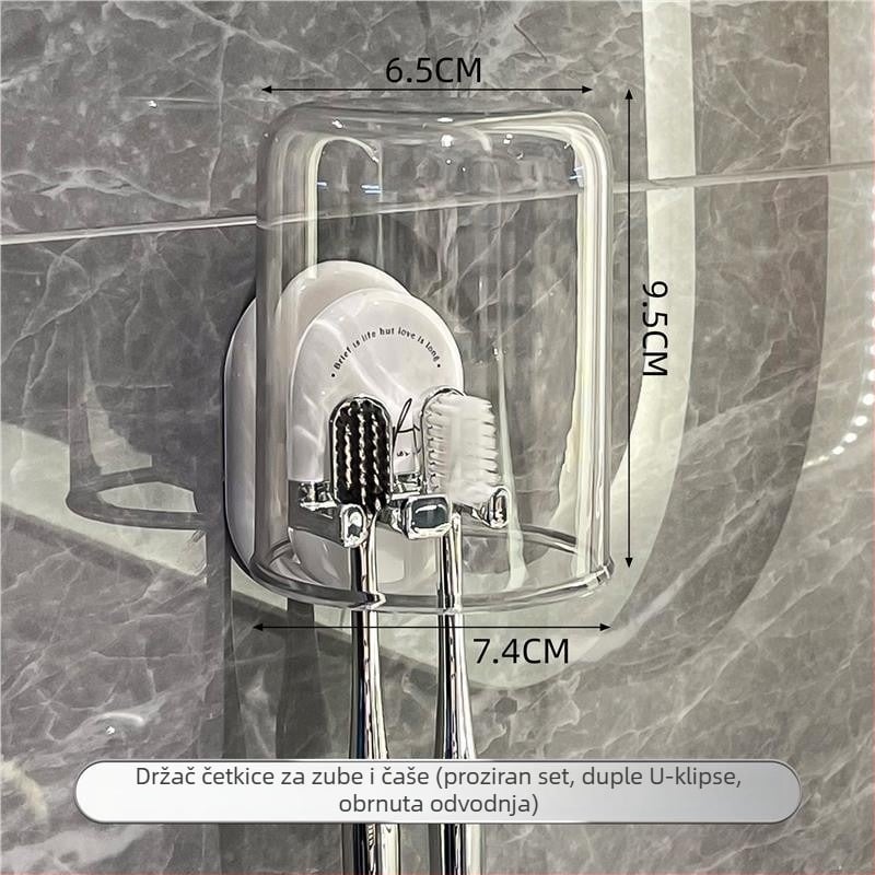 Lida držač četkica za zube – UV sterilizacija, metalni, zidni držač s usisnom čašom