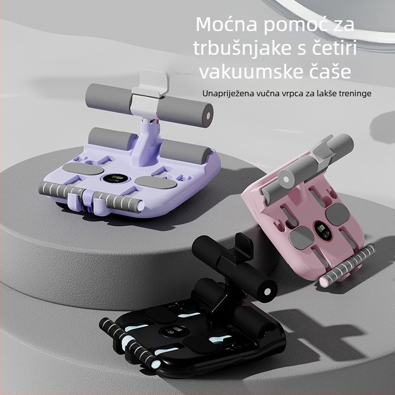 Sit-up asistent Ab Roller s usisnom čašom – Višestruki fiksator, sklopiv, 2,8 kg, 35/40, za kuću, ured, teretanu