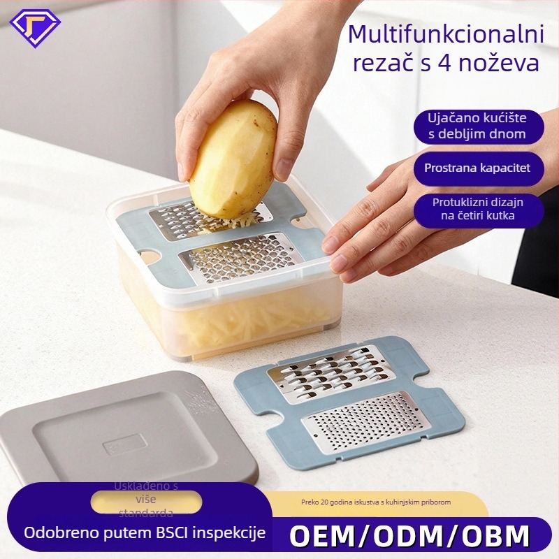 3-u-1 multifunkcionalni rezač za povrće marke YINGQI — plastika i 430 nehrđajući čelik, višefunkcionalni, izdanje 2024.