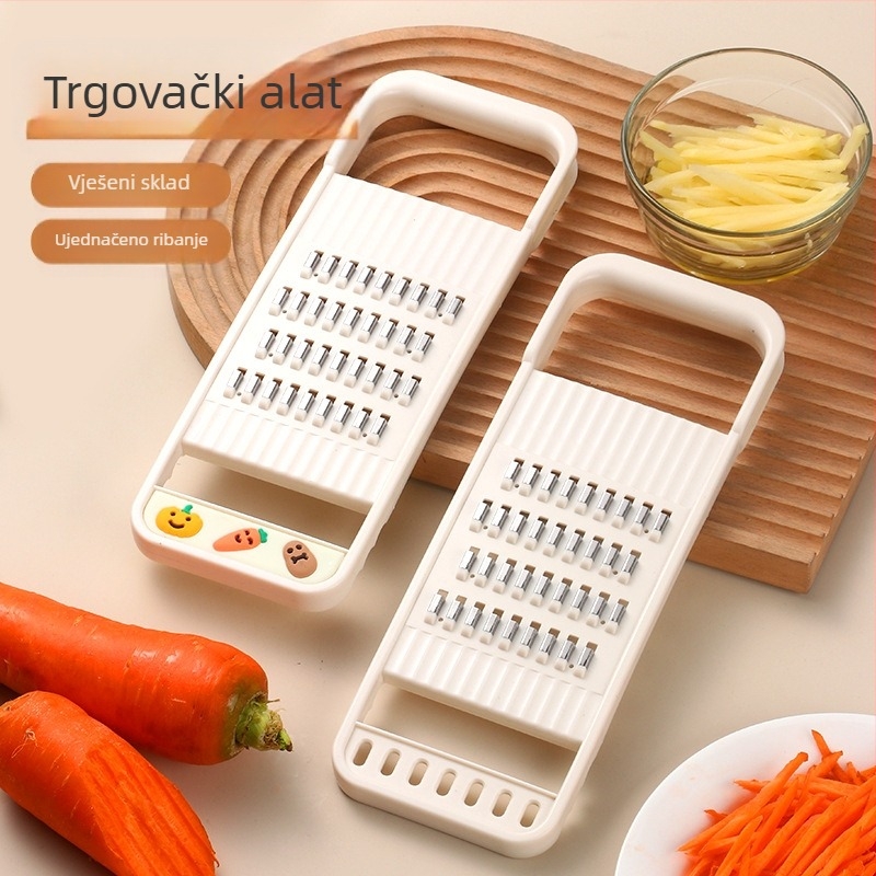Plastični višefunkcionalni rend i sječka za krumpire, mrkvu i voće s nehrđajućim oštricama i PP kućištem, mogućnost tiska logotipa
