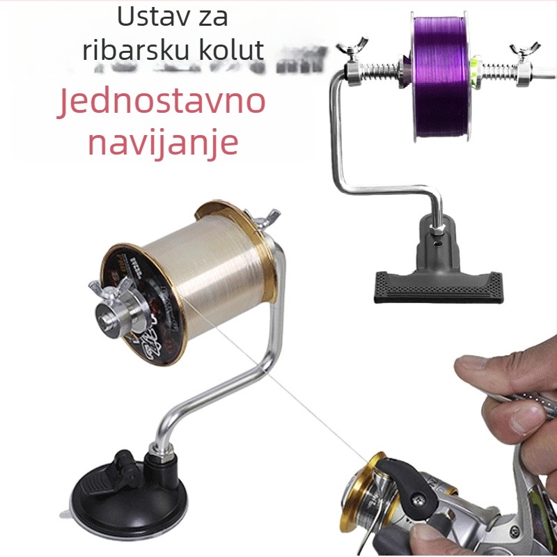 Navijač ribolovne linije s klipom i usisnom čašicom, tijelo od aluminijske legure, marka Cario, samostalan navijač, najlonski vodič niti