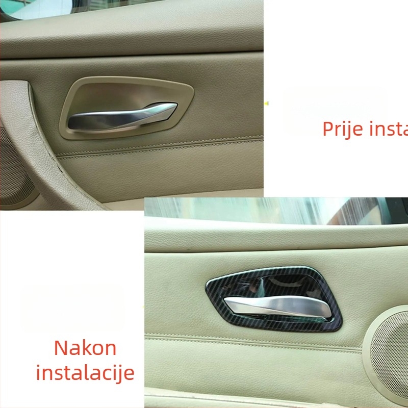 Unutarnja karbonska obrada za BMW Serija 3 E90/E92/E93 (2005–2012): unutarnja ručka vrata i unutarnja čašica vrata; materijal: plastika; marka: Bridese/boladesa; model: E90