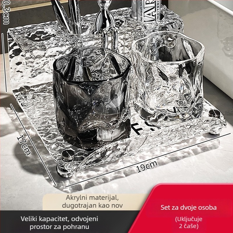 Držač četkice za zube s čašom — plastični, drugi način montaže, 1 komad, Hongyong