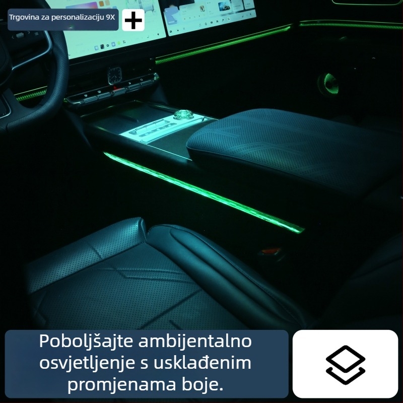 Kristalna traka ambijentalnog svjetla za središnju konzolu Zeekr 9X – dvostrana, materijal smola, ugradnja klikom, model 657