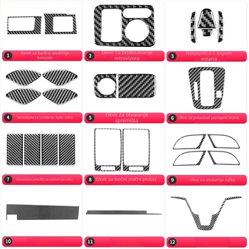 Dekorativna naljepnica za panel unutarnjeg instrument ploče Honda CR-V (2007–2011), karbonska vlakna s kristalnim ljepilom, moguć tisak logotipa
