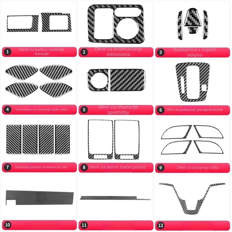Dekorativna naljepnica za panel unutarnjeg instrument ploče Honda CR-V (2007–2011), karbonska vlakna s kristalnim ljepilom, moguć tisak logotipa