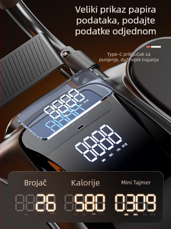 Kolut za trbušne mišiće s velikim LCD zaslonom, automatsko vraćanje, ne sklopiv, težina 2,2 kg, za kućnu upotrebu